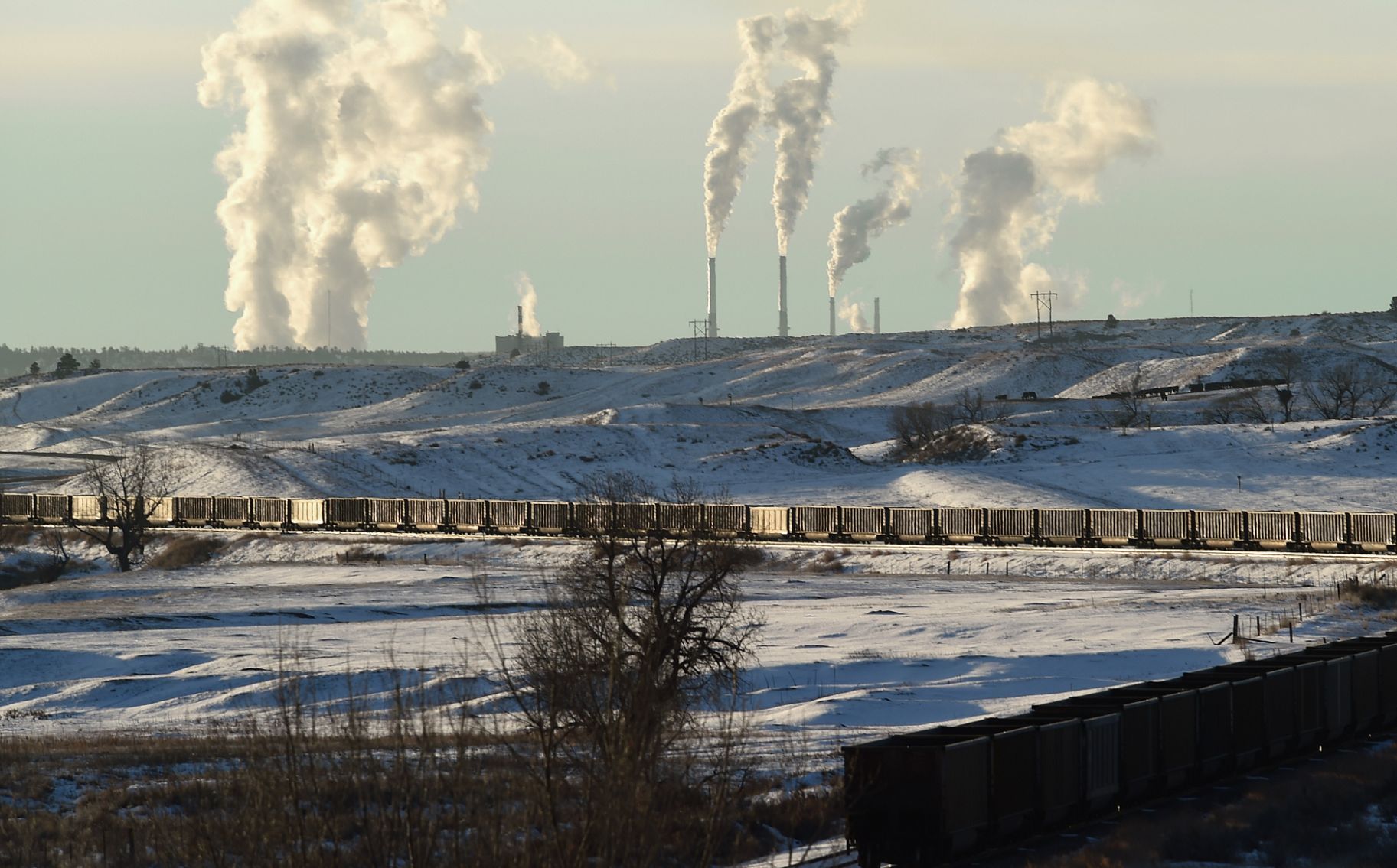 Coal trains stored on tracks